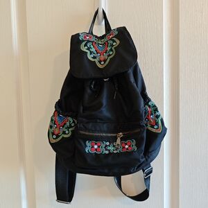 Bohemian Baroque Style Black Nylon Ruffle Women Travel Flap Drawstring Diaper